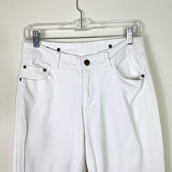 Soft Surroundings White Denim Wide Flare Leg Jeans Size M - Picture 3 of 6